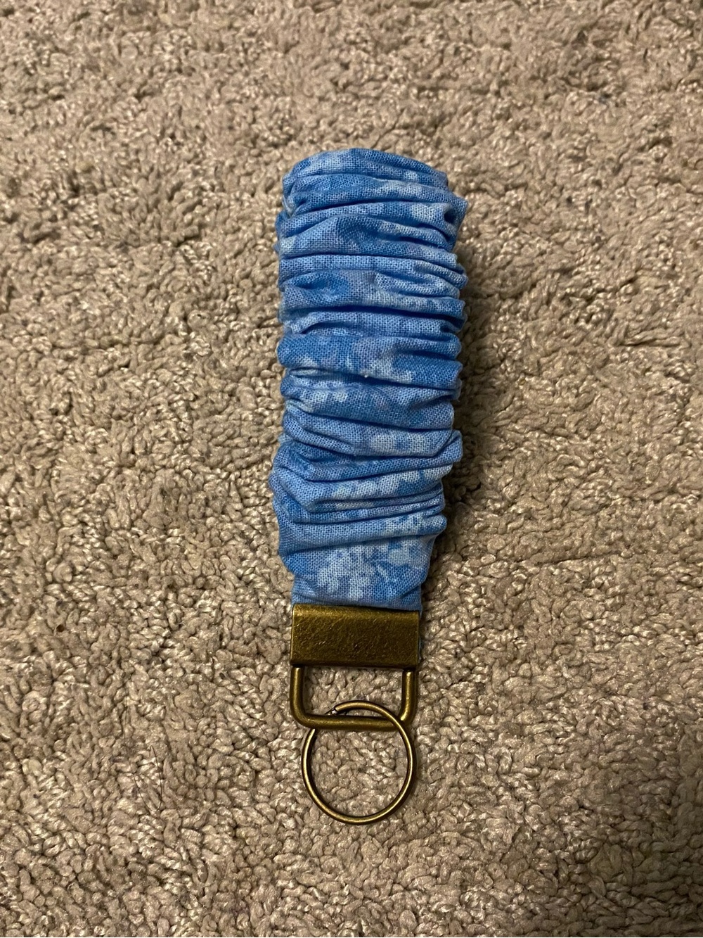 Blue Floral Scrunchie Key Ring Wristlet
